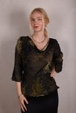 "Thinkatop" Reversible silk blouse. Prints: Bluweed/Dark Snake