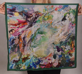 Silke tørklæde, 100% Crepe-de-Chine. kvadratisk 70X70cm. "Angel, Green"