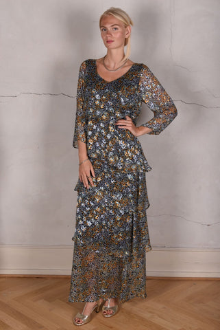 Maxhabo. Long shirt-dress in 100% habotai silk. Print "Susminor" by artist Suse Hartung