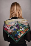 Artist Scarf. Silk Crepe-de-Chine 70X70 cm. "Angel, Green"