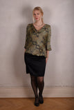 "Thinkatop" Reversible silk blouse. Prints: Bluweed/Dark Snake