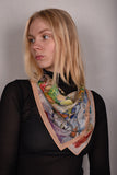 Artist Scarf. Silk Crepe-de-Chine 70X70 cm. "Angel, Peach"